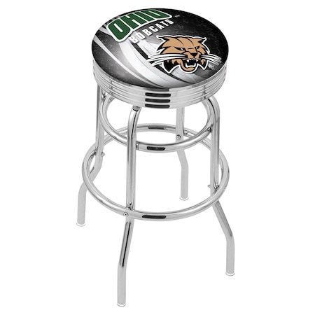Holland Bar Stool Co 30" Chrome 2-Ring Ohio University Swivel Bar Stool, Accent Ring L7C3C30UnivOH-D2